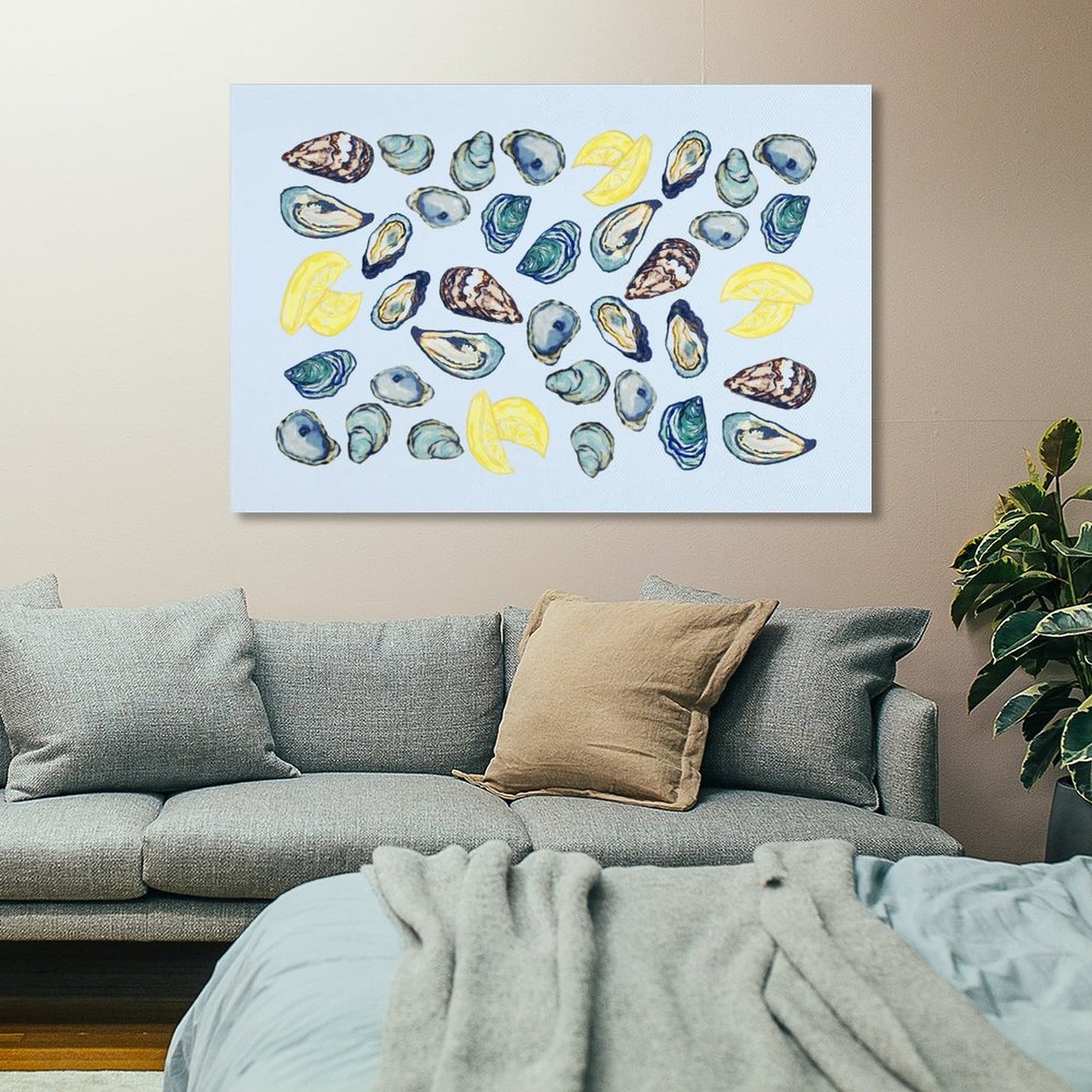 Oysters and Lemons Canvas Wall Art