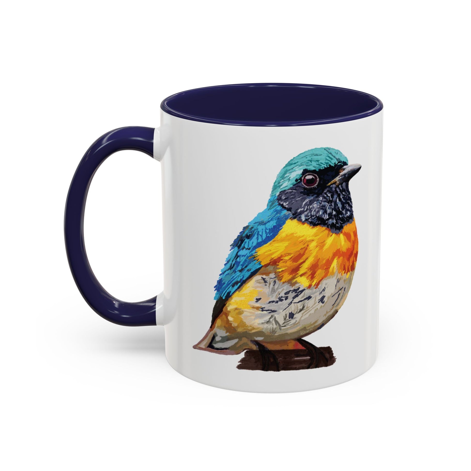 Tangara Rainbow Bird Two Tone Ceramic Mug (11oz & 15oz) - Blue Cava