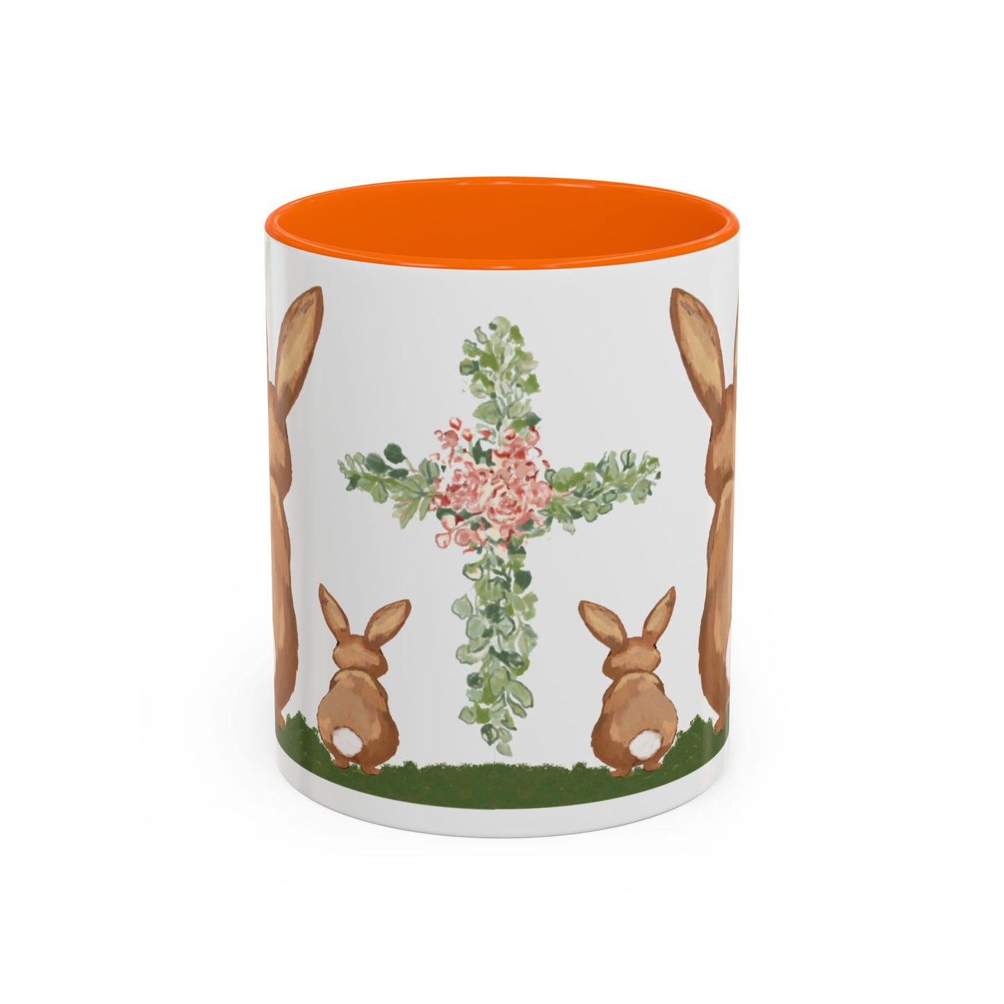 Bunny Love Easter Cross Accent Coffee Mug (11 oz & 15 oz) - Blue Cava