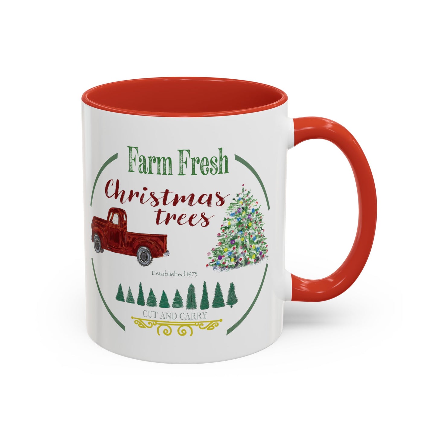 Christmas Tree Farm Two Tone Accent Coffee Mug (11 oz & 15 oz)