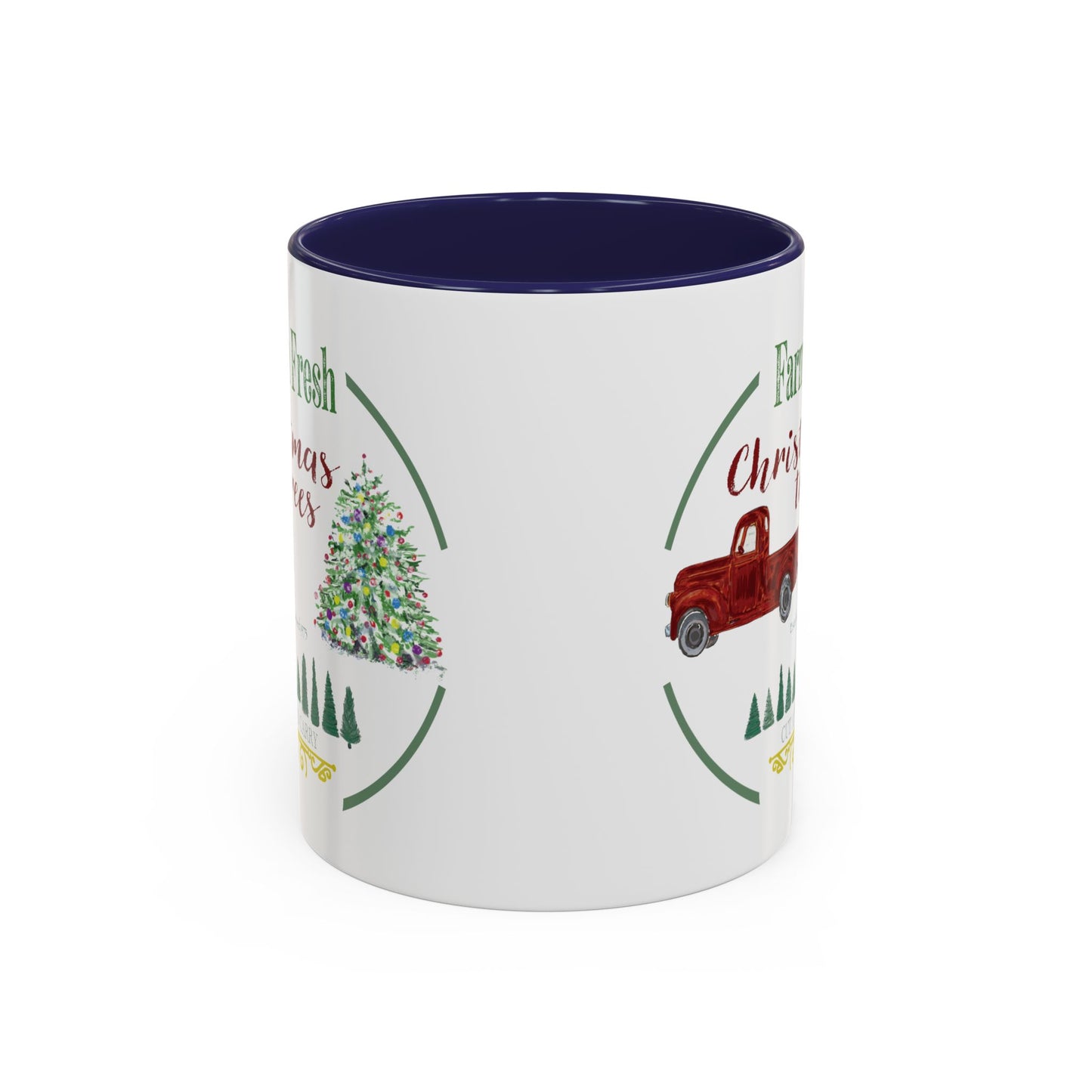 Christmas Tree Farm Two Tone Accent Coffee Mug (11 oz & 15 oz)