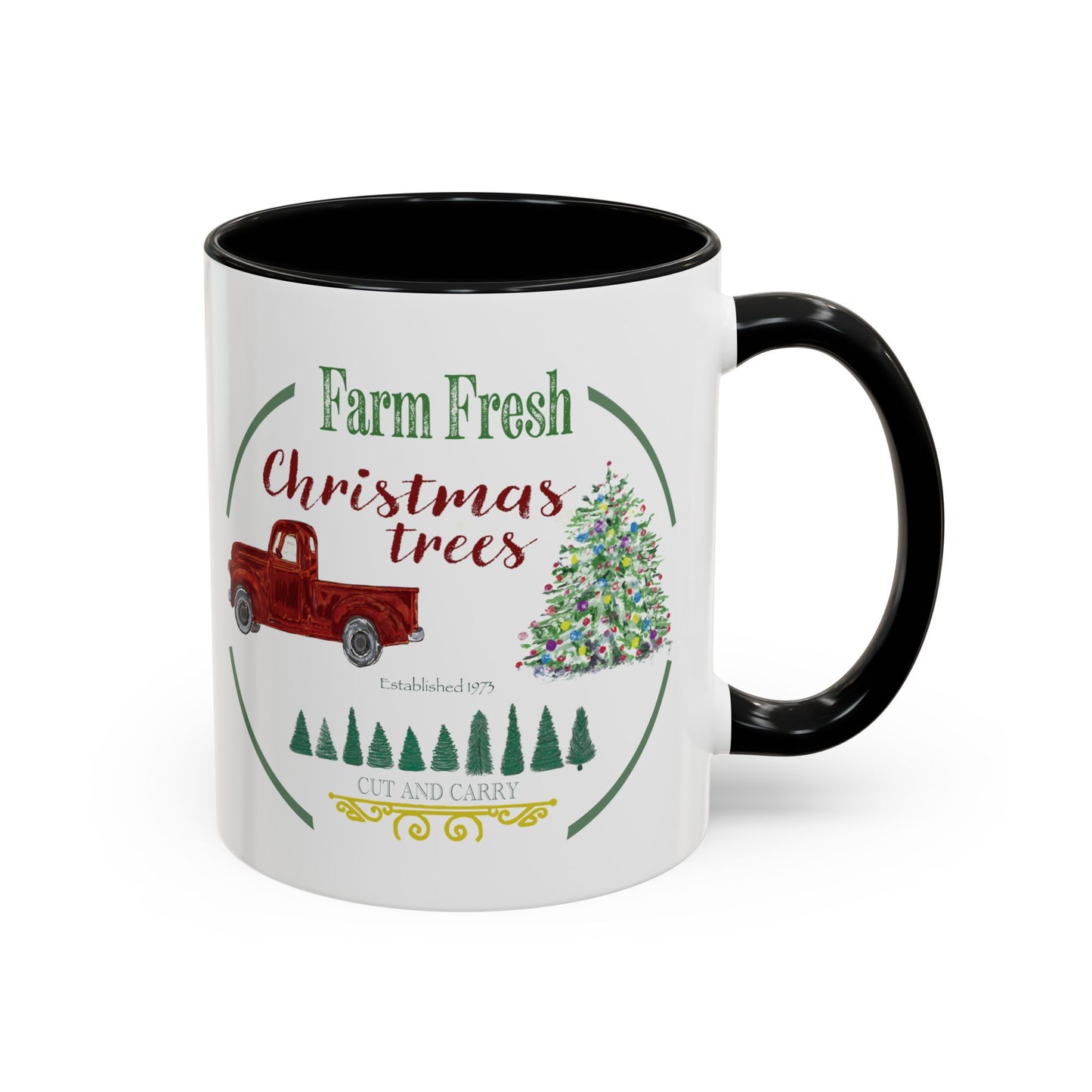 Christmas Tree Farm Two Tone Accent Coffee Mug (11 oz & 15 oz)