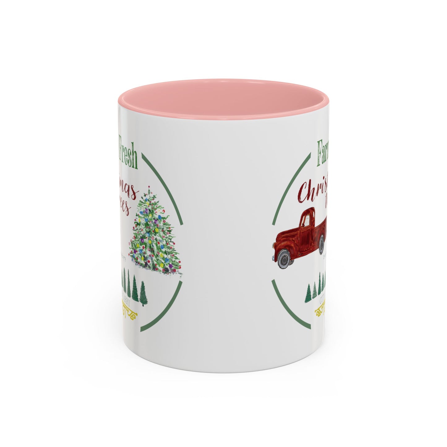 Christmas Tree Farm Two Tone Accent Coffee Mug (11 oz & 15 oz)