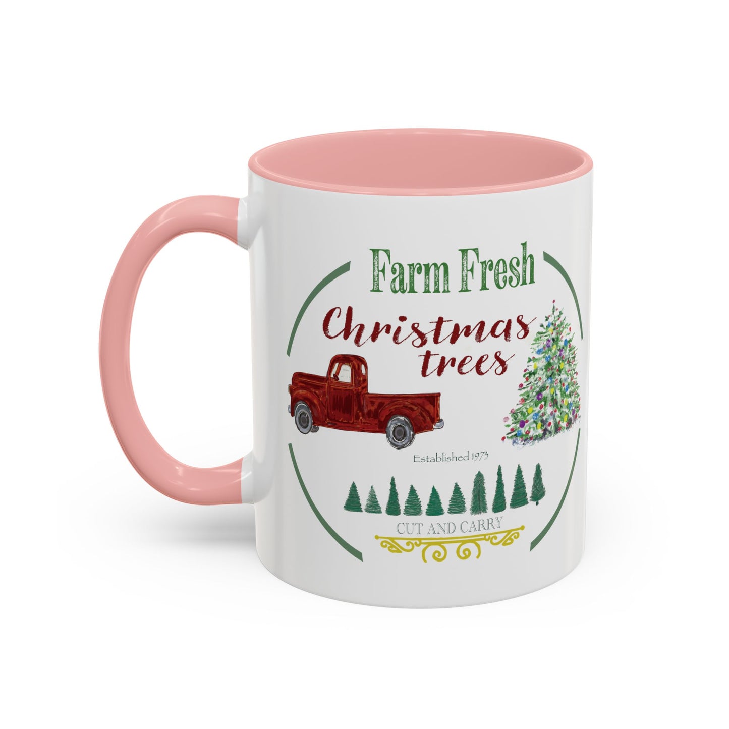 Christmas Tree Farm Two Tone Accent Coffee Mug (11 oz & 15 oz)