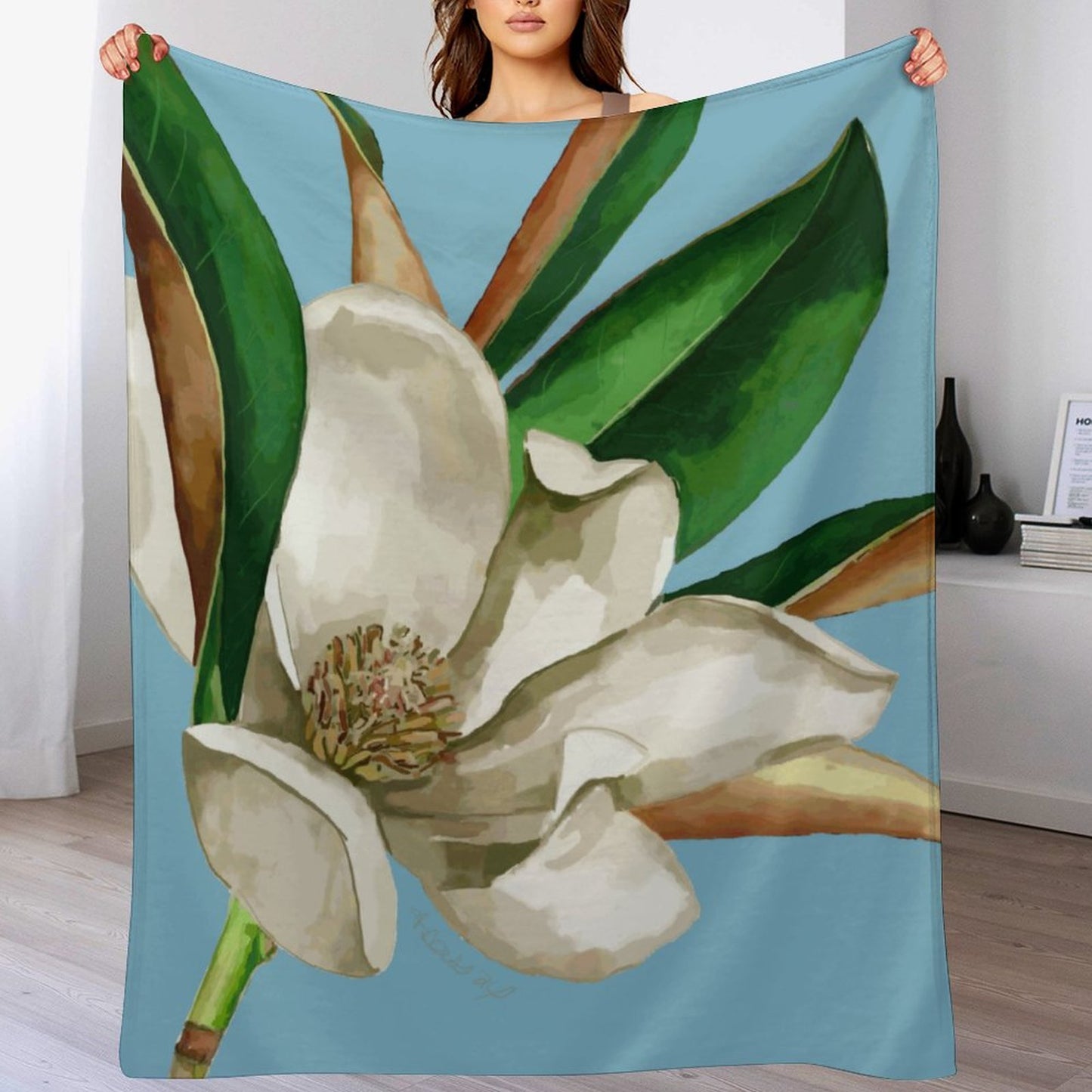 Magnolia Flannel Blanket-70"x80" (Dual-sided Printing)