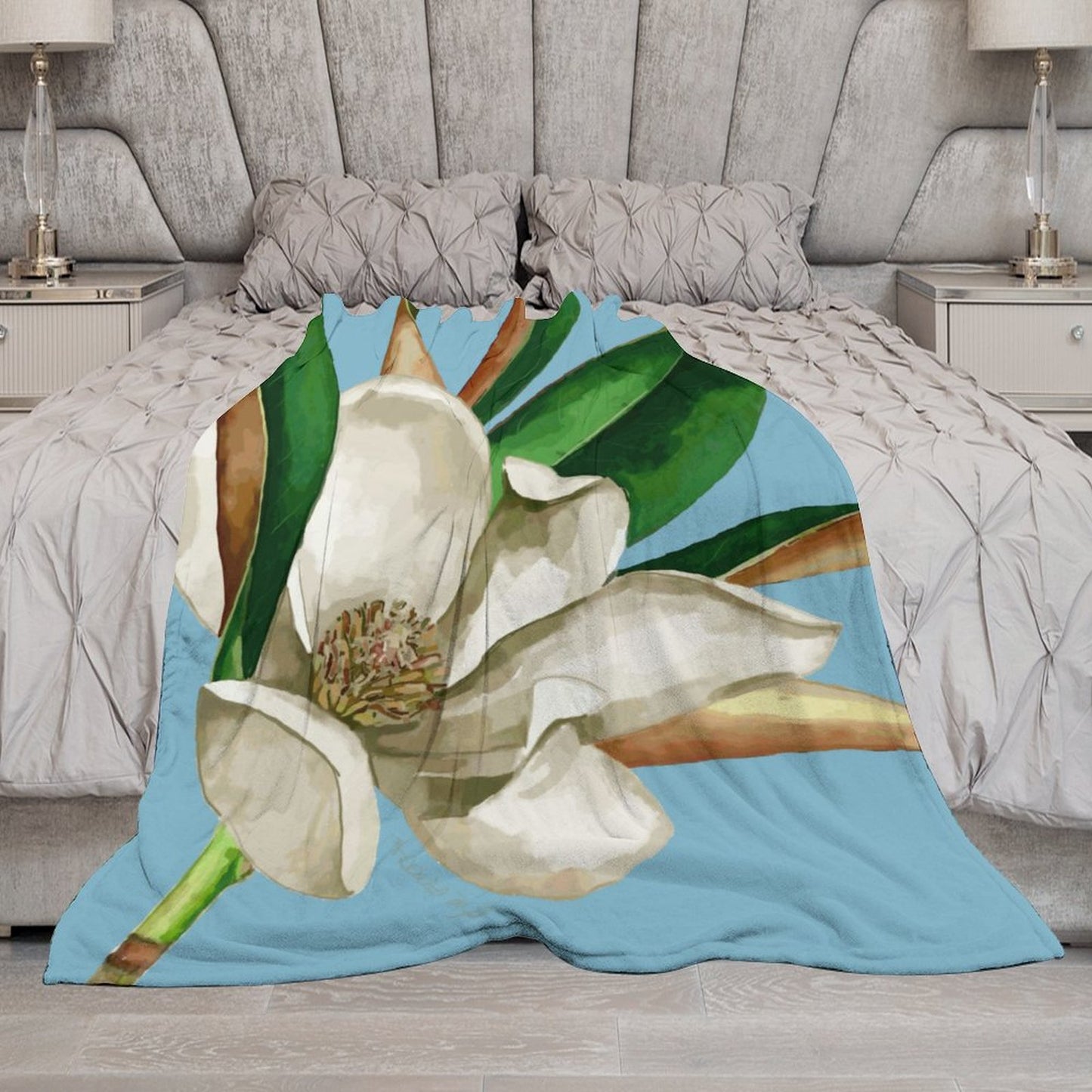 Magnolia Flannel Blanket-70"x80" (Dual-sided Printing)