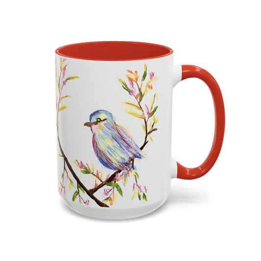 Watercolor Bird Two Tone Coffee Mug (11oz & 15oz)