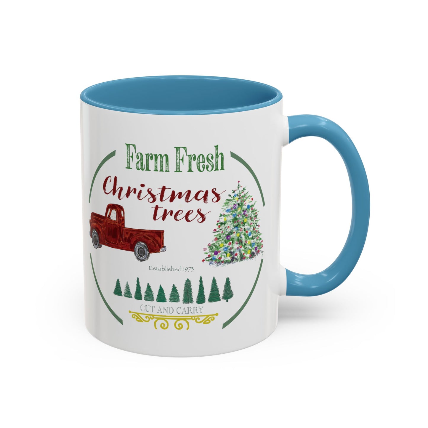 Christmas Tree Farm Two Tone Accent Coffee Mug (11 oz & 15 oz)