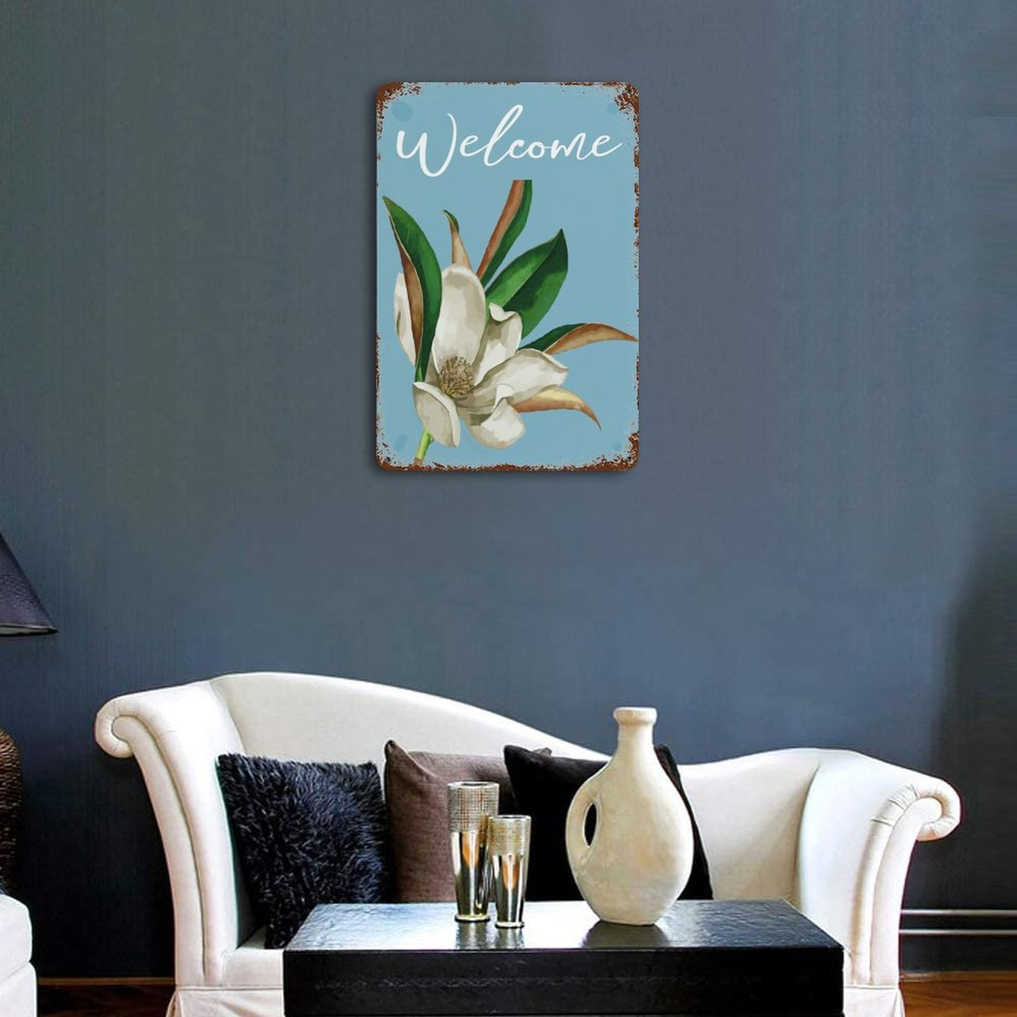 Magnolia Rustic Vintage Metal Wall Art Tin Sign-11.8"x7.9"/ 30x20cm