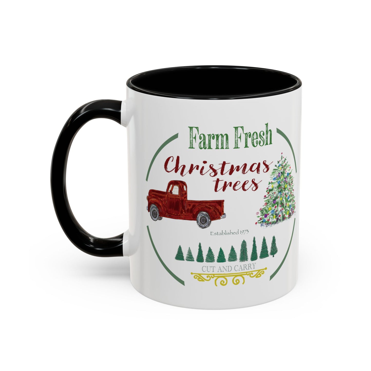 Christmas Tree Farm Two Tone Accent Coffee Mug (11 oz & 15 oz)