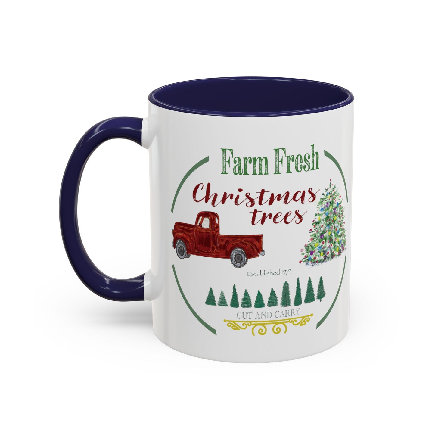 Christmas Tree Farm Two Tone Accent Coffee Mug (11 oz & 15 oz)