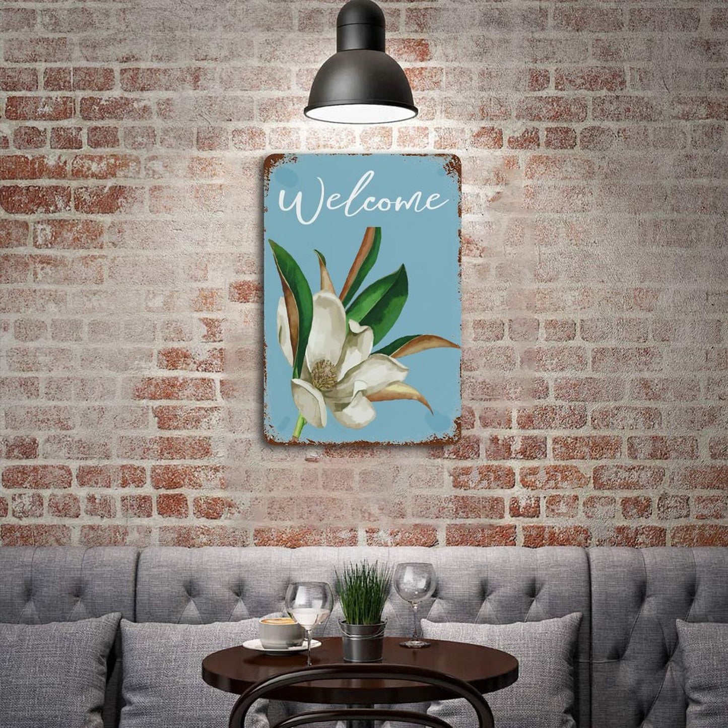 Magnolia Rustic Vintage Metal Wall Art Tin Sign-11.8"x7.9"/ 30x20cm