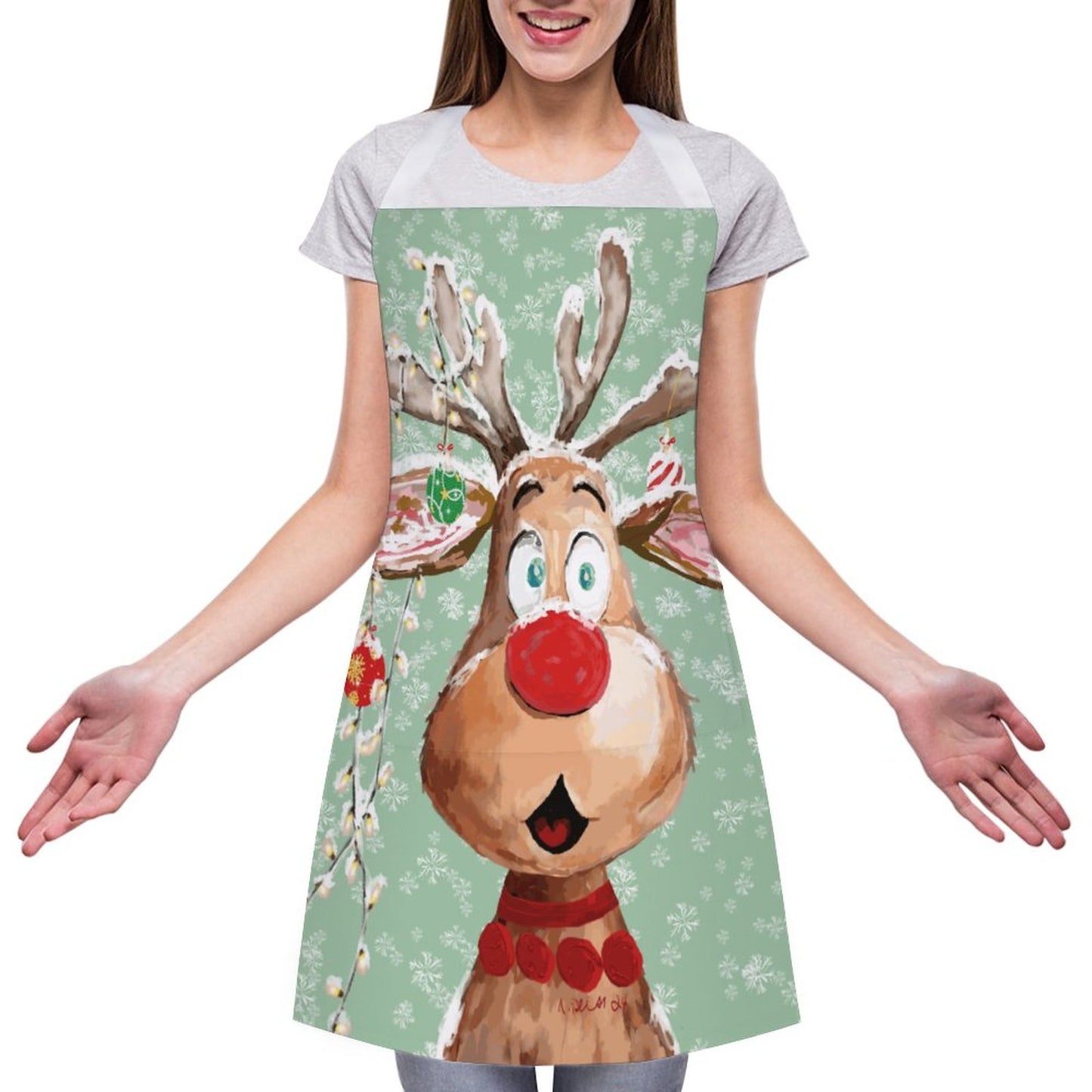 "Pedro" Reindeer Adult Apron with Pocket