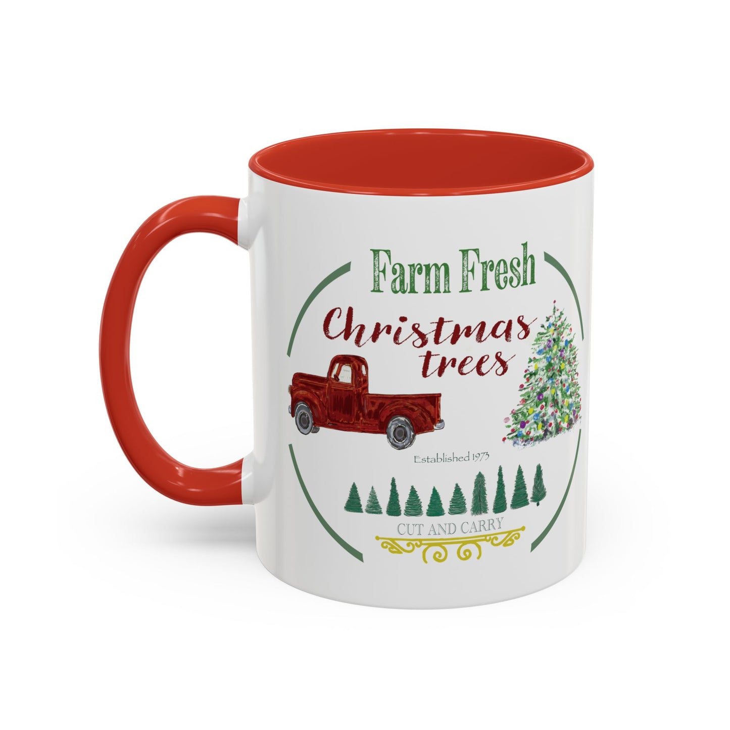 Christmas Tree Farm Two Tone Accent Coffee Mug (11 oz & 15 oz)