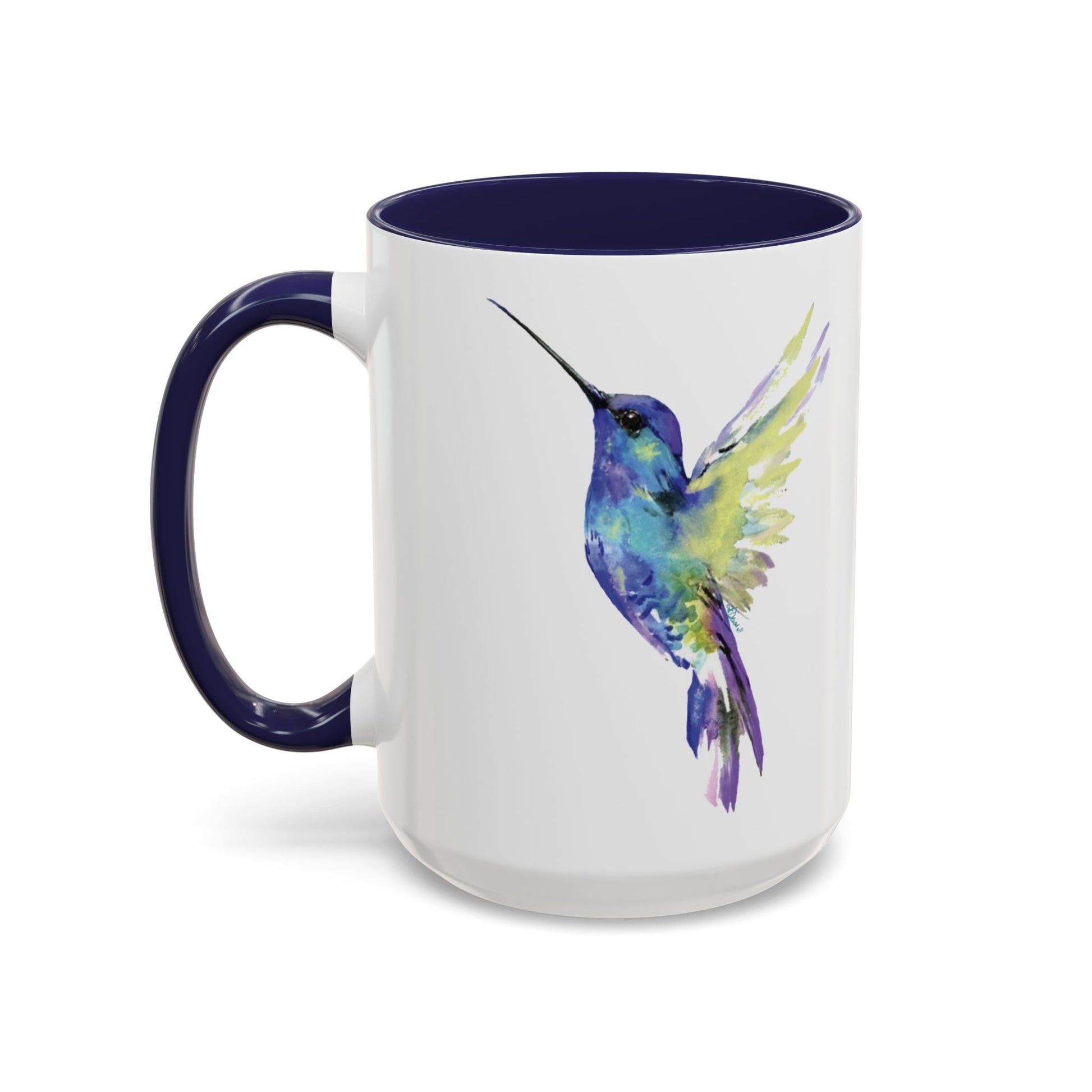 Hummingbird Two Tone Ceramic Mug (11oz & 15oz) - Blue Cava