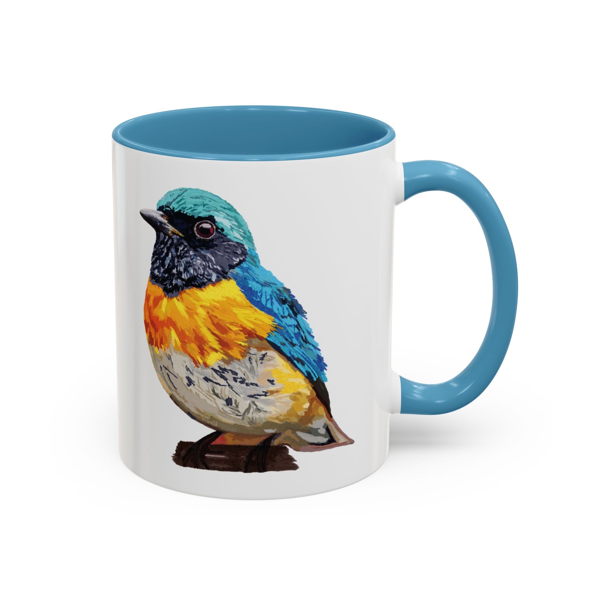 Tangara Rainbow Bird Two Tone Ceramic Mug (11oz & 15oz) - Blue Cava