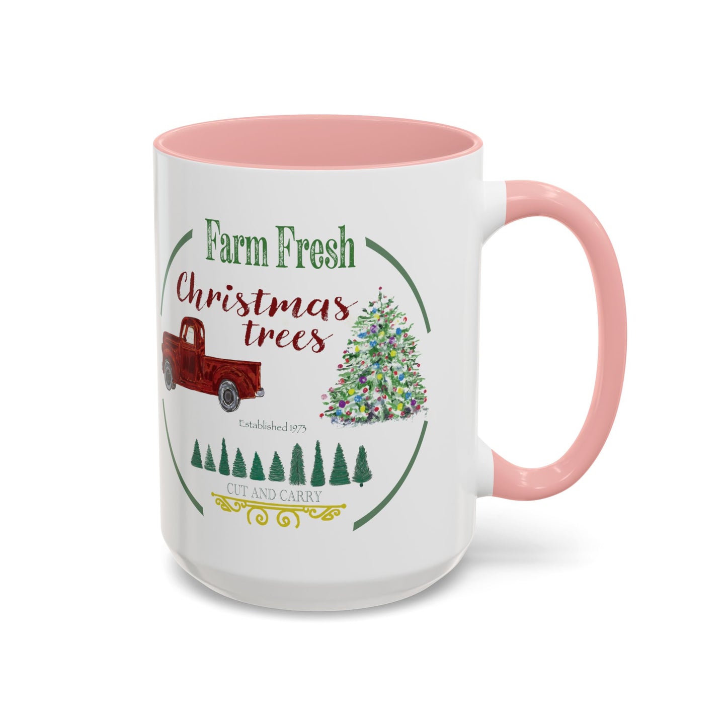 Christmas Tree Farm Two Tone Accent Coffee Mug (11 oz & 15 oz)