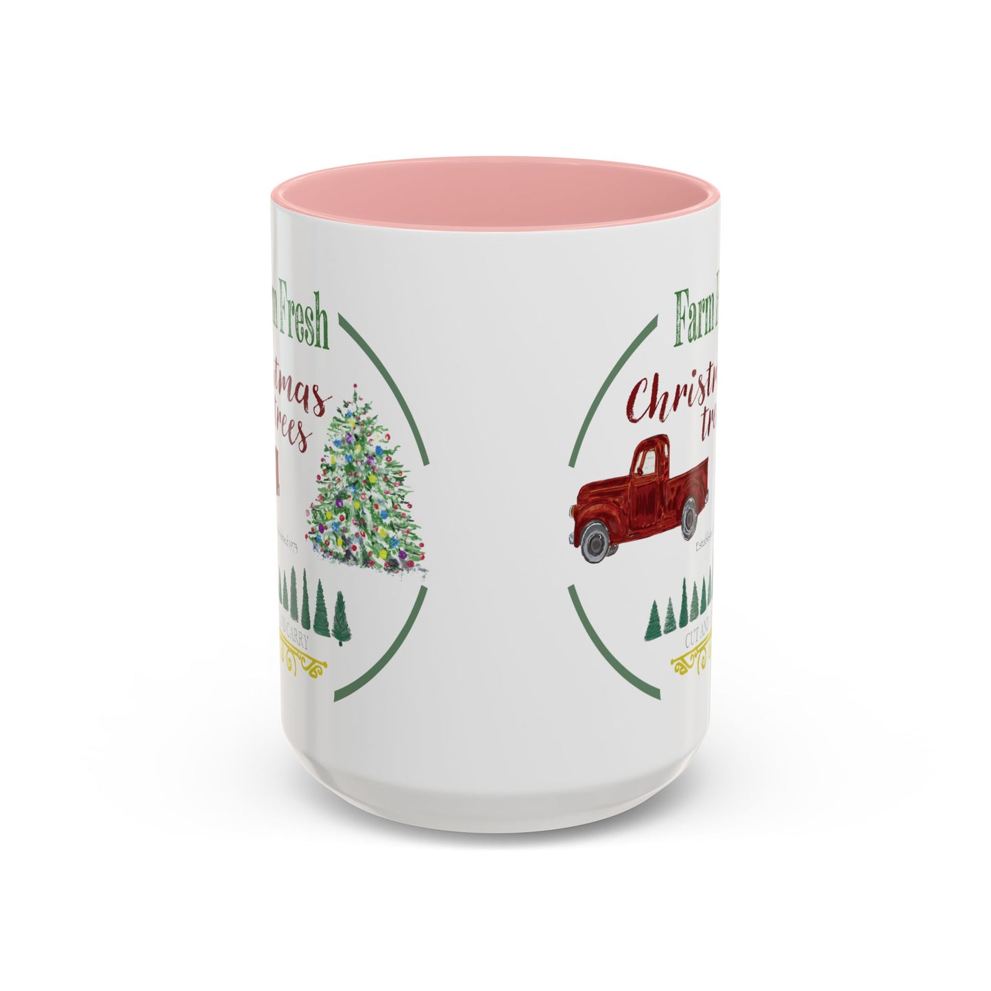 Christmas Tree Farm Two Tone Accent Coffee Mug (11 oz & 15 oz)