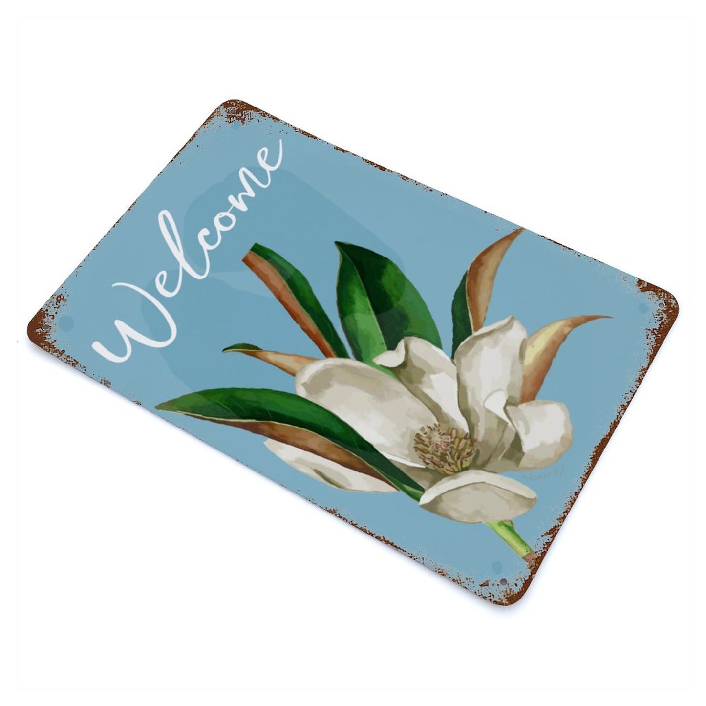 Magnolia Rustic Vintage Metal Wall Art Tin Sign-11.8"x7.9"/ 30x20cm