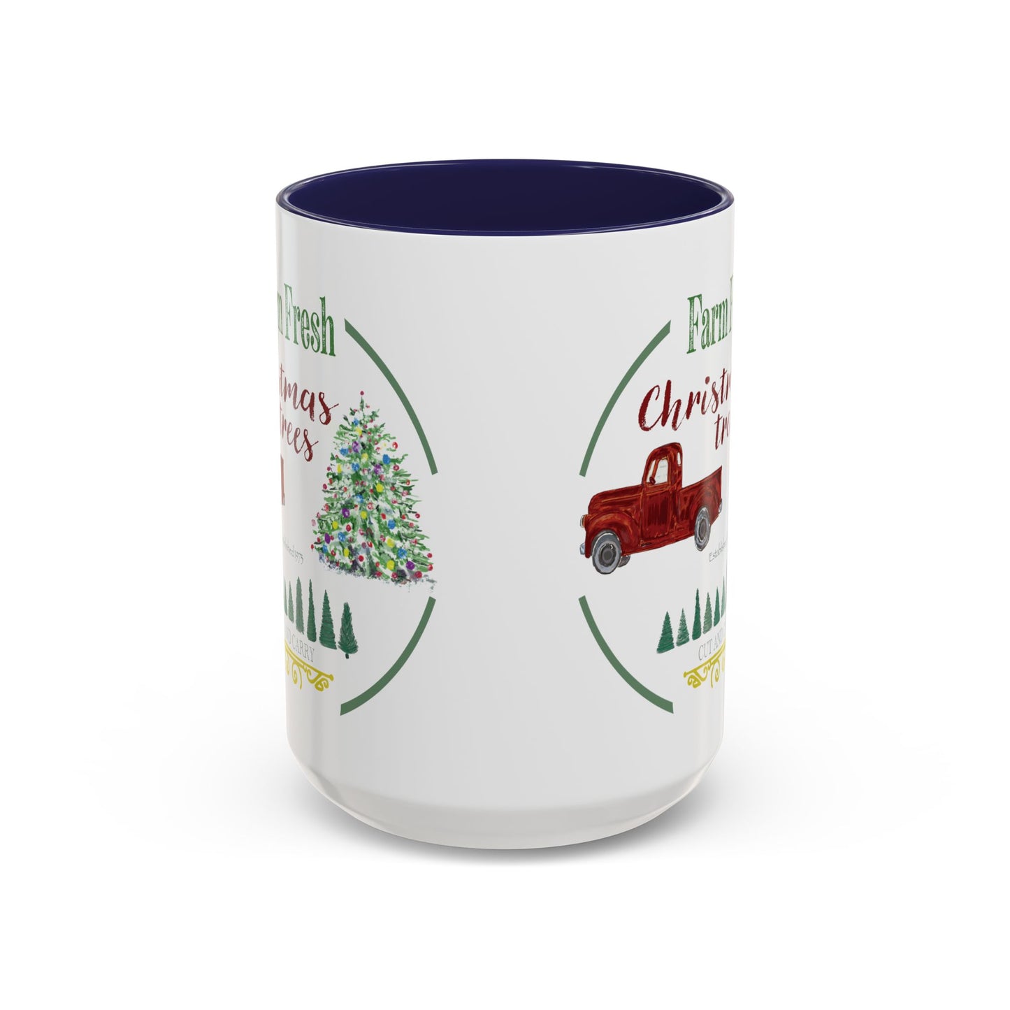 Christmas Tree Farm Two Tone Accent Coffee Mug (11 oz & 15 oz)