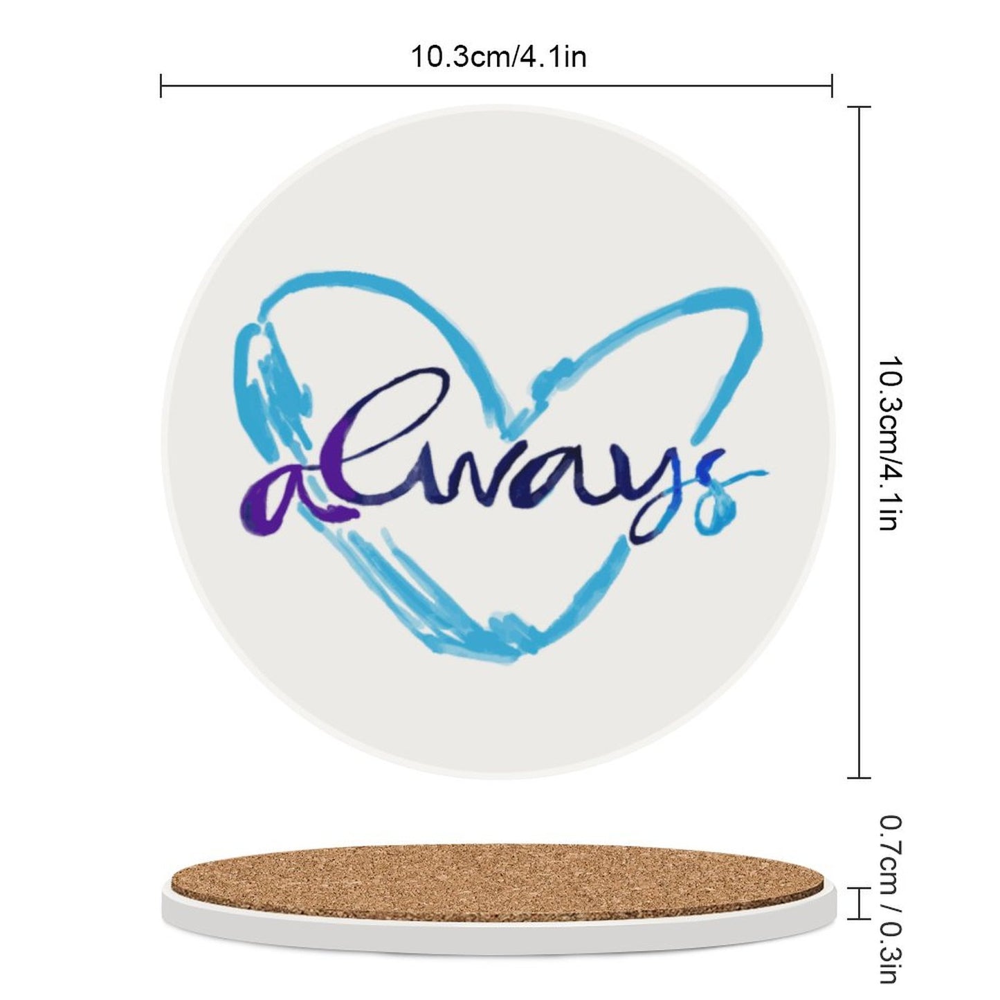 Always Heart Round Ceramic Coaster Sets