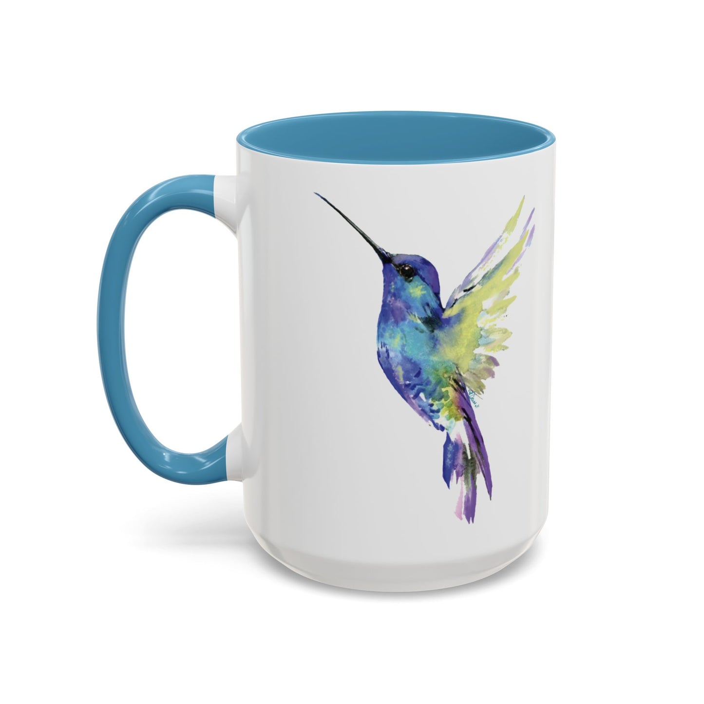 Hummingbird Two Tone Ceramic Mug (11oz & 15oz) - Blue Cava