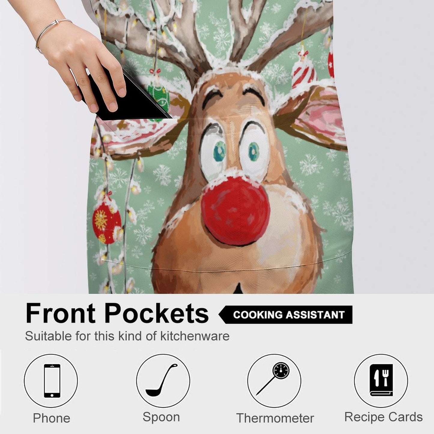 "Pedro" Reindeer Adult Apron with Pocket