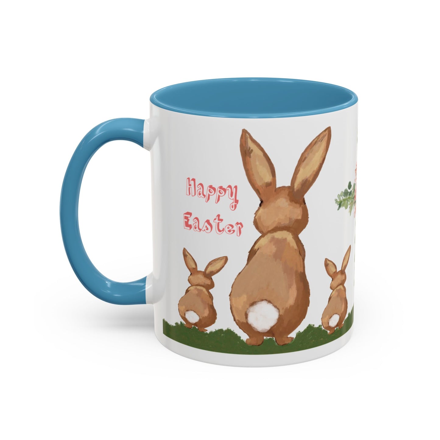 Bunny Love Easter Cross Accent Coffee Mug (11 oz & 15 oz) - Blue Cava