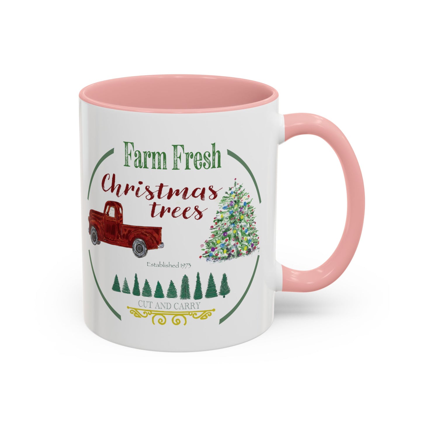 Christmas Tree Farm Two Tone Accent Coffee Mug (11 oz & 15 oz)