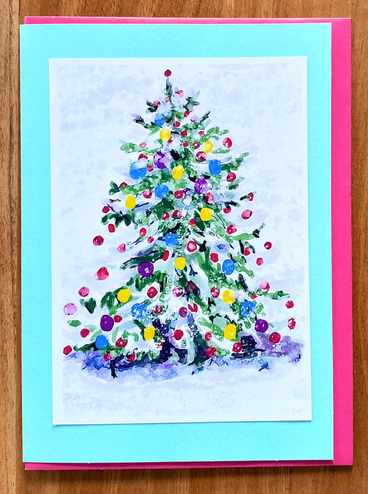 Watercolor Christmas Tree Greeting cards