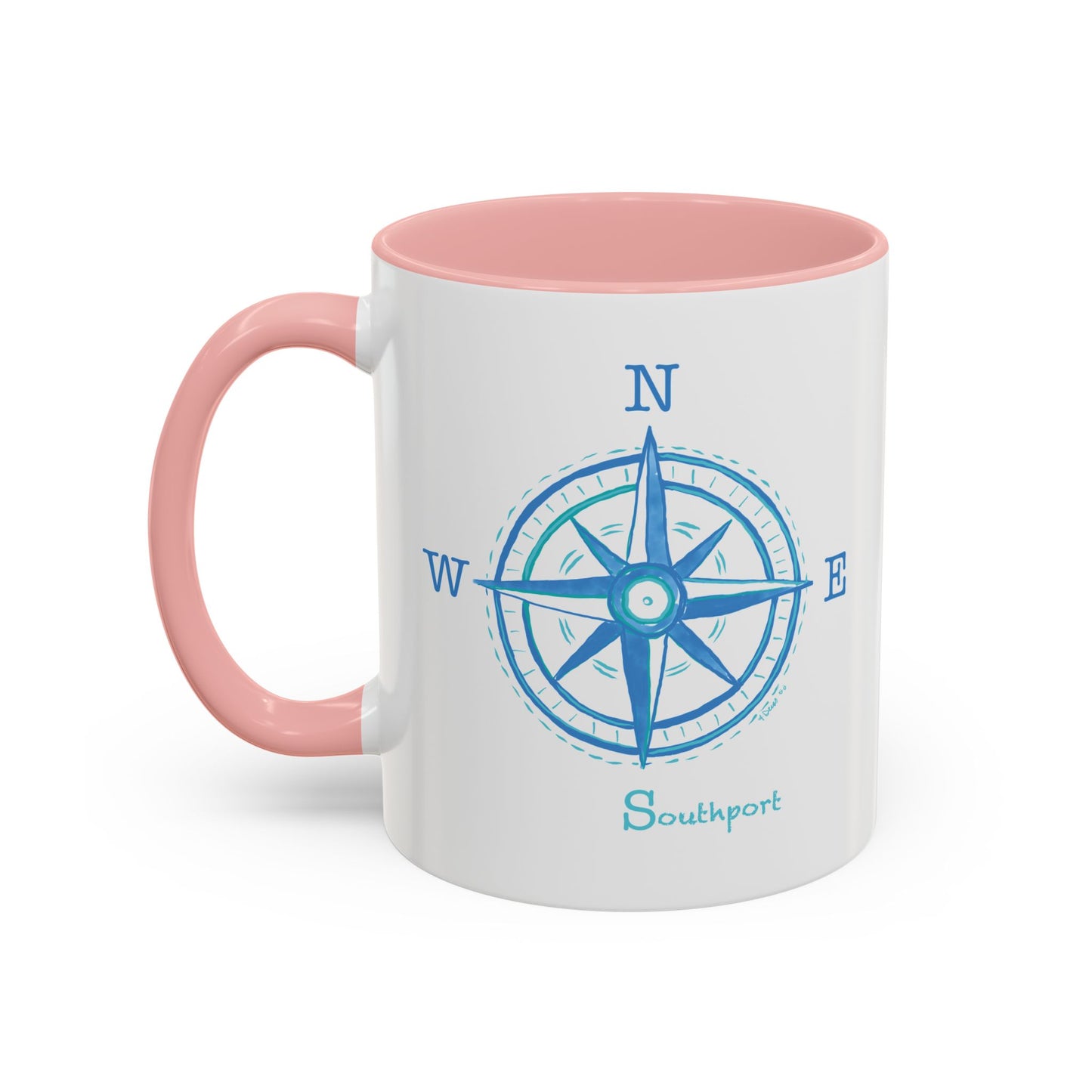 Southport Compass Accent Coffee Mug (11oz & 15oz) - Blue Cava