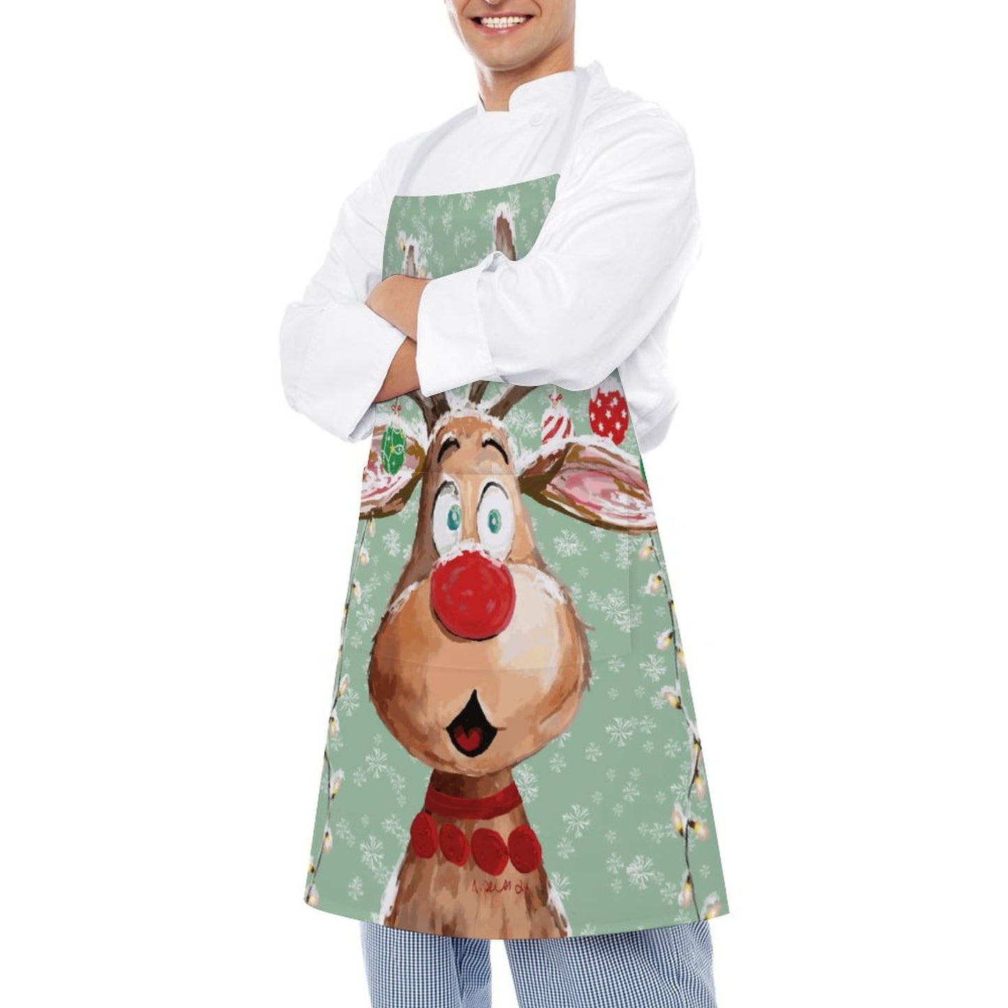 "Pedro" Reindeer Adult Apron with Pocket