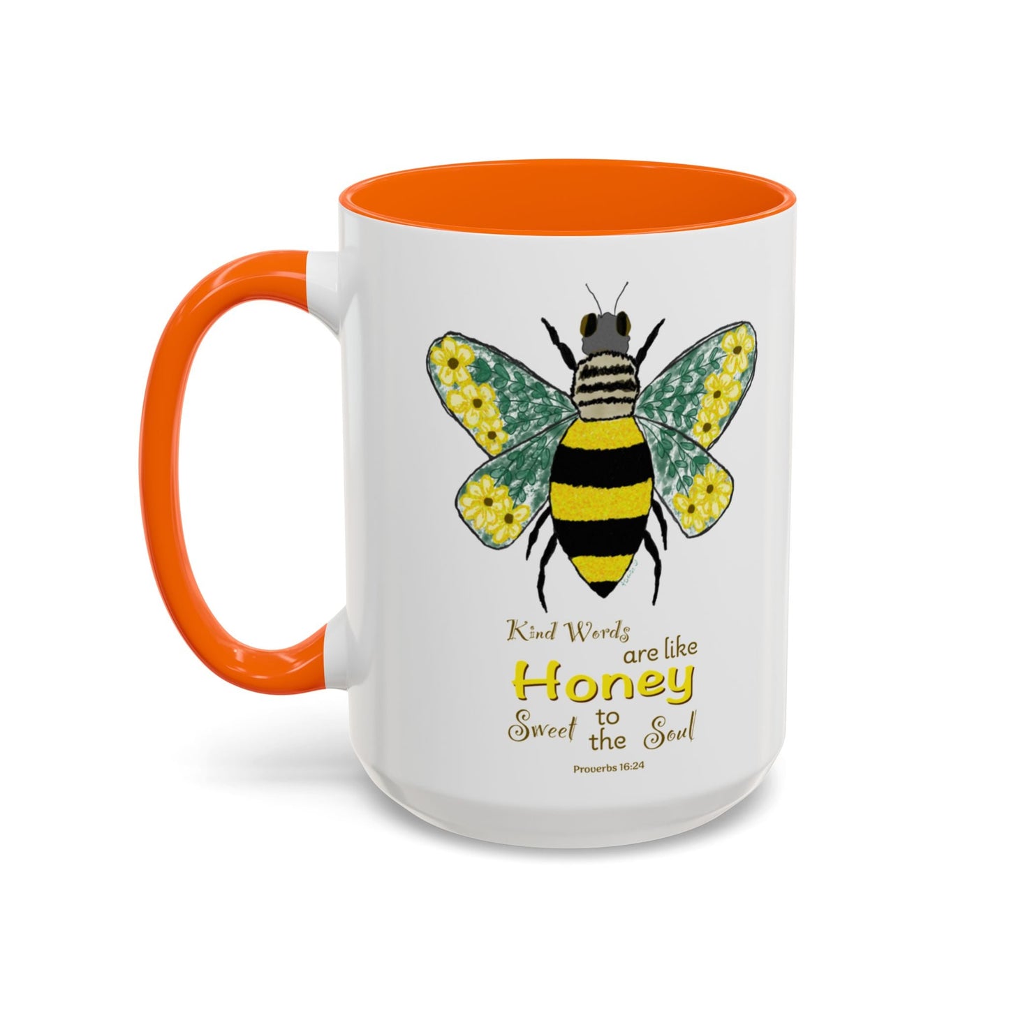 Bee Flower Two Tone Accent Coffee Mug (11 oz & 15 oz) - Blue Cava