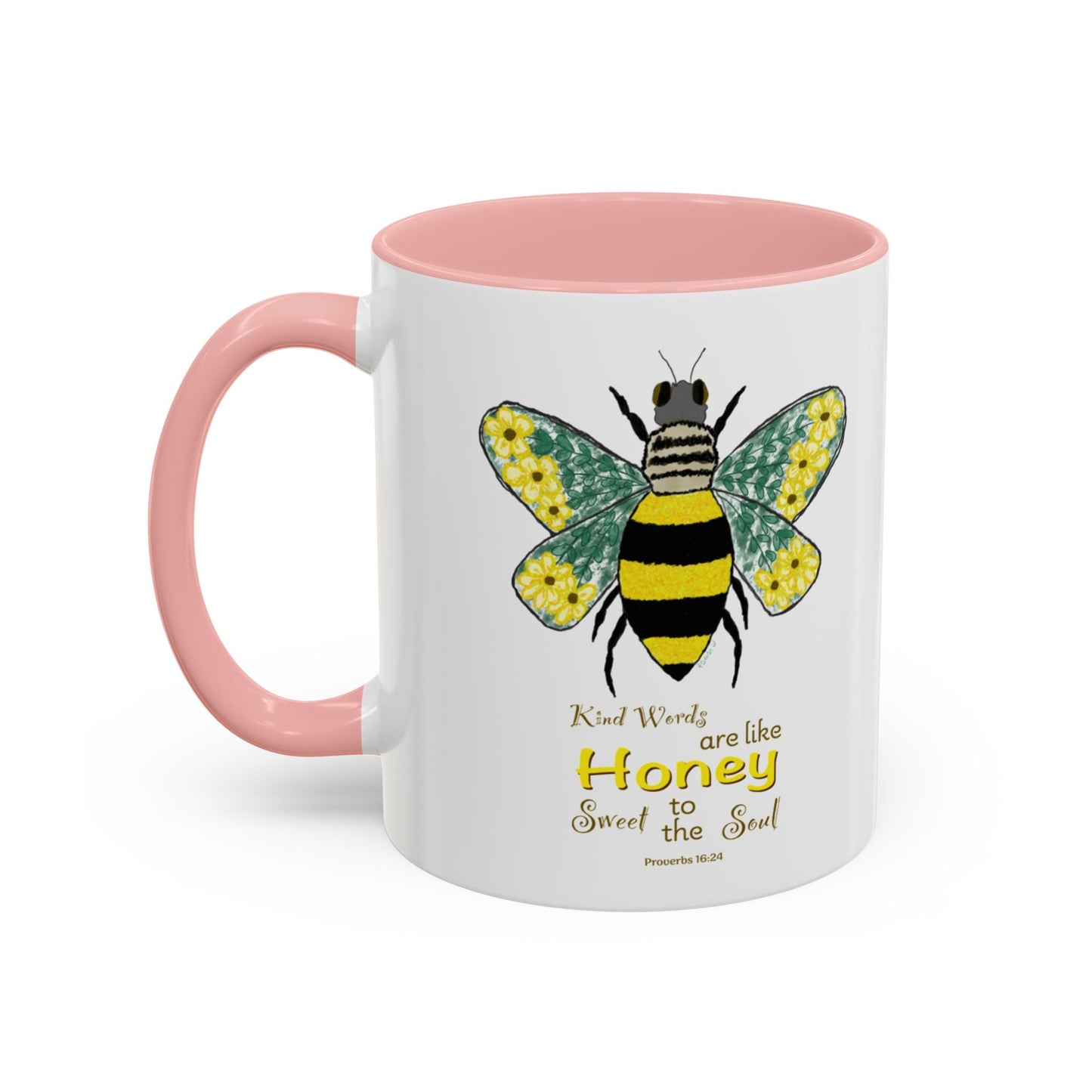 Bee Flower Two Tone Accent Coffee Mug (11 oz & 15 oz) - Blue Cava