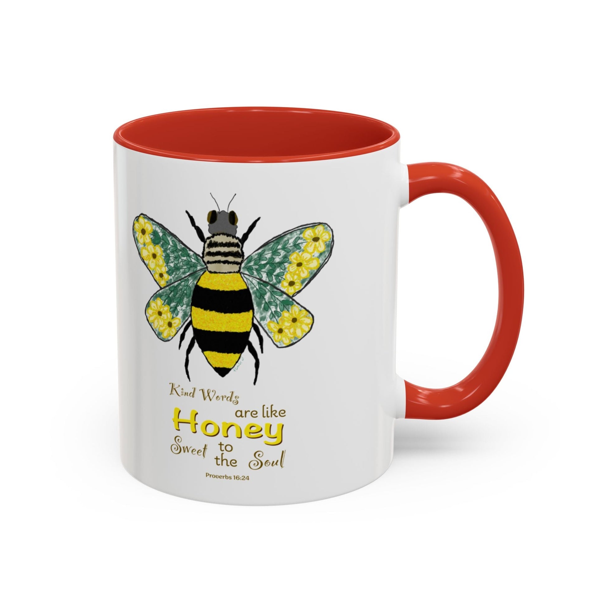 Bee Flower Two Tone Accent Coffee Mug (11 oz & 15 oz) - Blue Cava