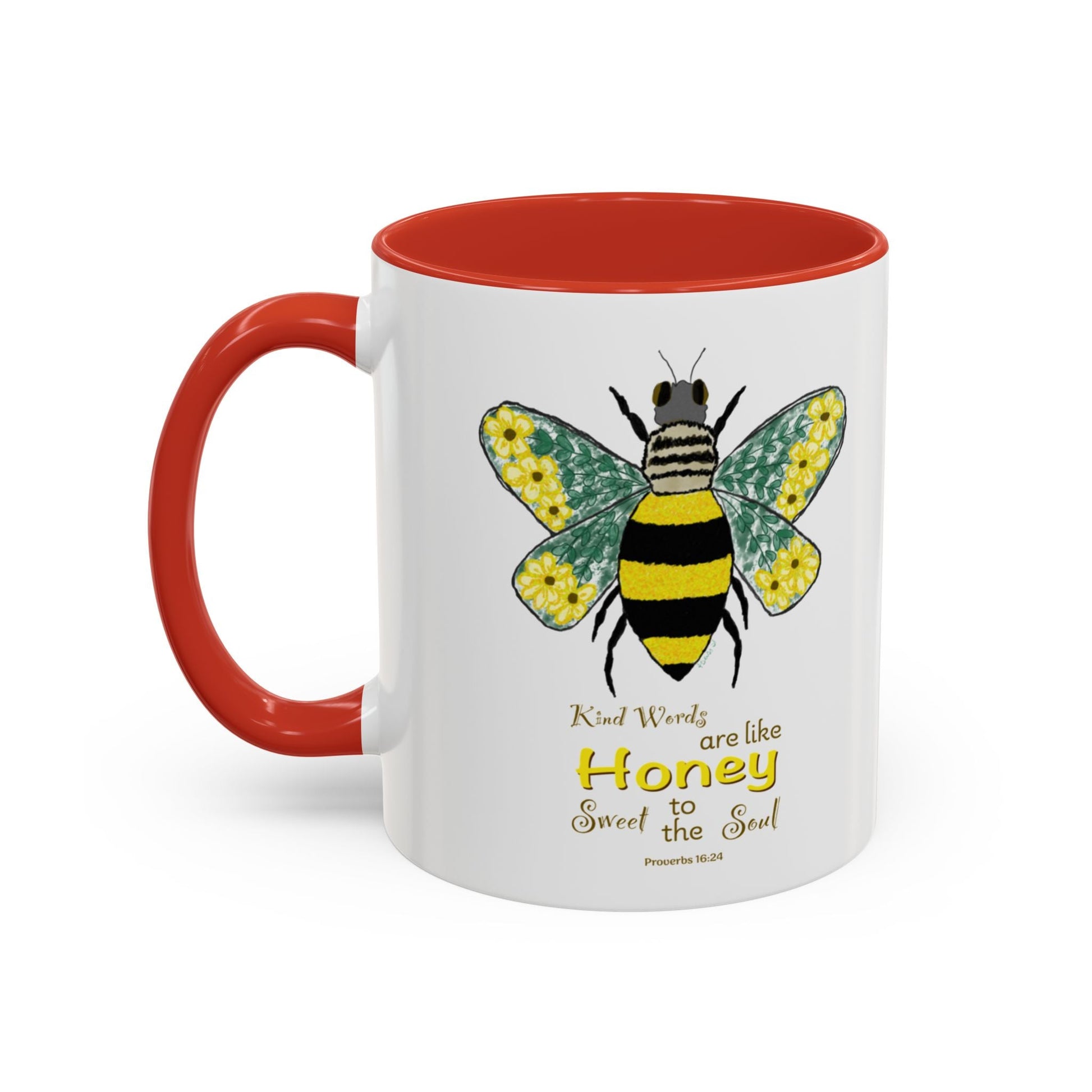 Bee Flower Two Tone Accent Coffee Mug (11 oz & 15 oz) - Blue Cava