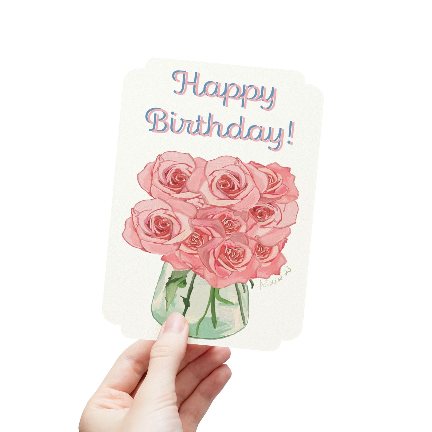 Birthday Roses Bouquet Postcards (1, 15, 30, and 45 pcs) - Blue Cava