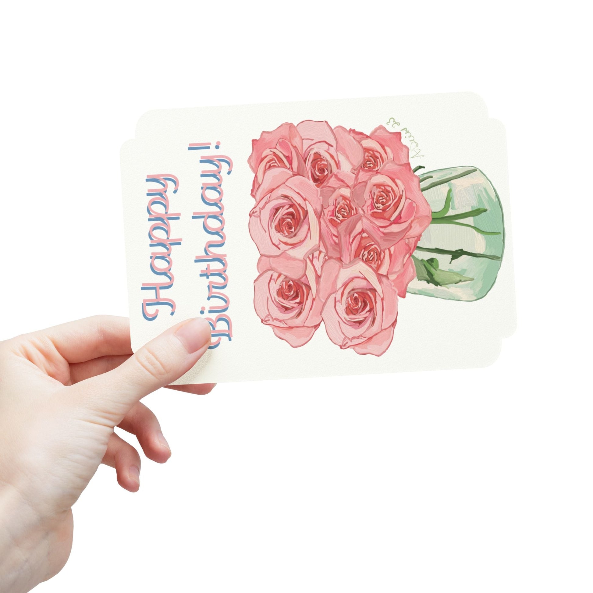 Birthday Roses Bouquet Postcards (1, 15, 30, and 45 pcs) - Blue Cava