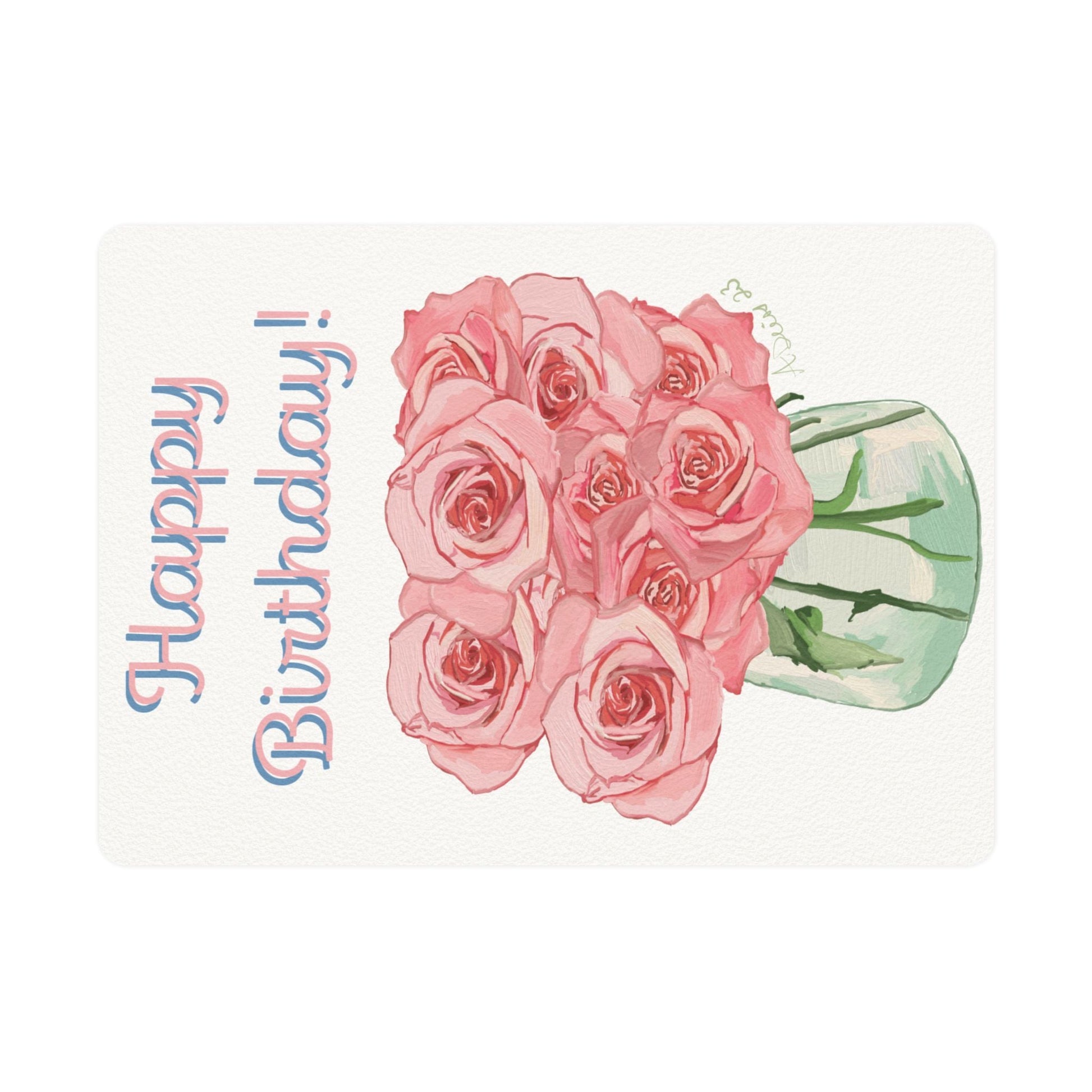 Birthday Roses Bouquet Postcards (1, 15, 30, and 45 pcs) - Blue Cava