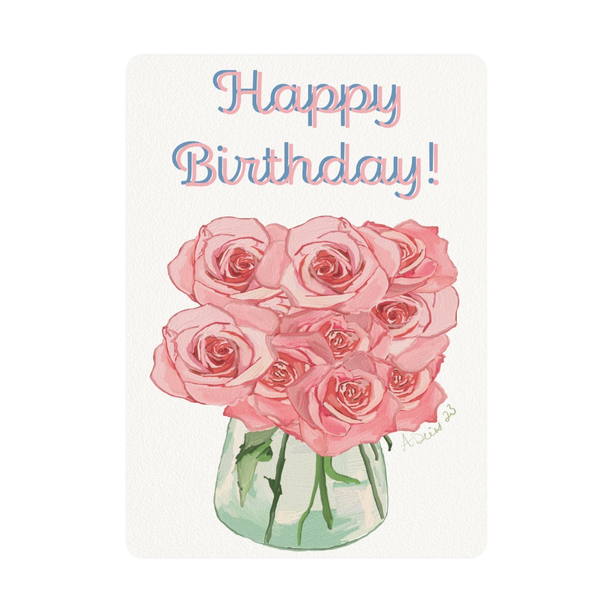 Birthday Roses Bouquet Postcards (1, 15, 30, and 45 pcs) - Blue Cava