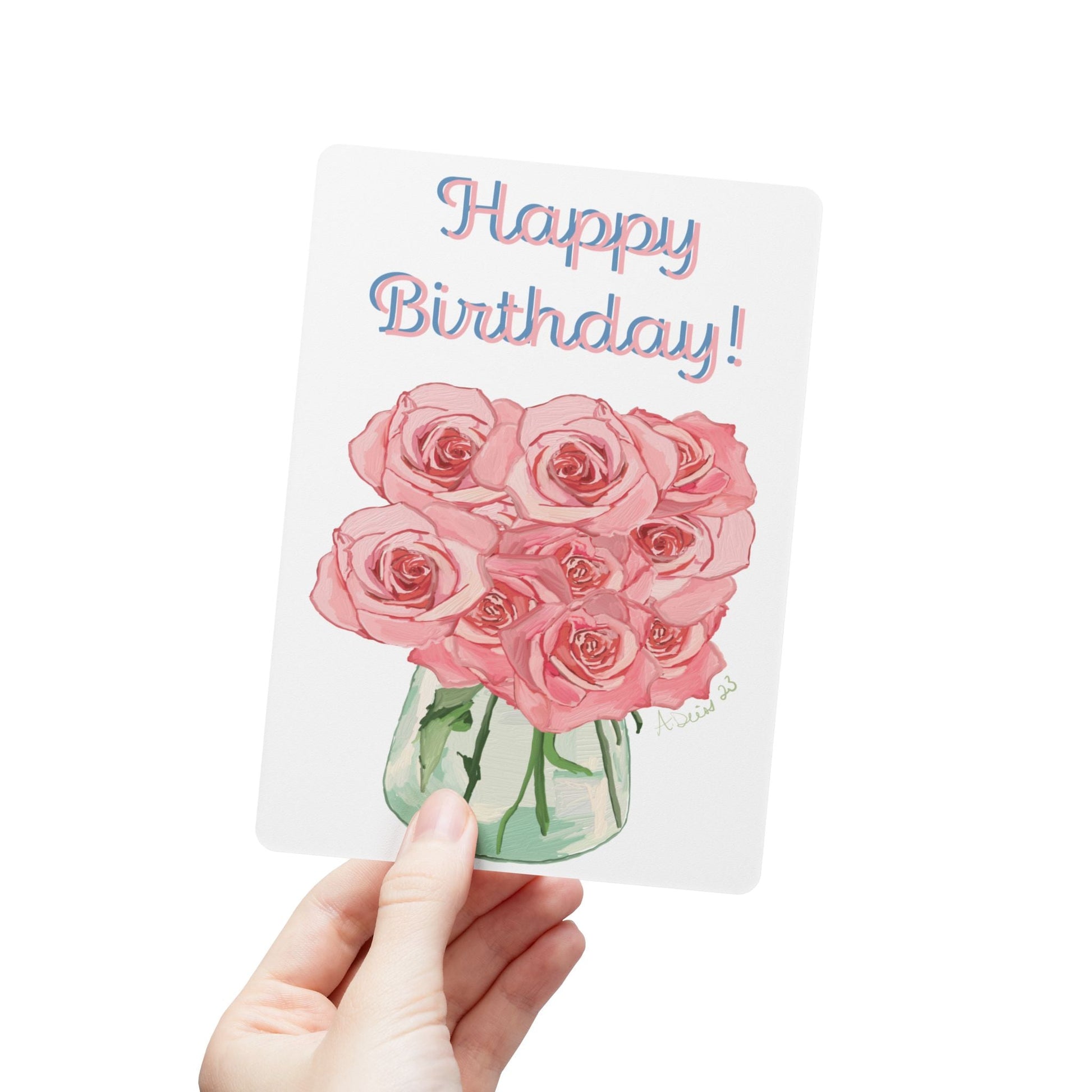 Birthday Roses Bouquet Postcards (1, 15, 30, and 45 pcs) - Blue Cava