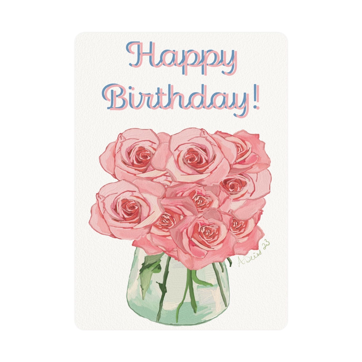 Birthday Roses Bouquet Postcards (1, 15, 30, and 45 pcs) - Blue Cava