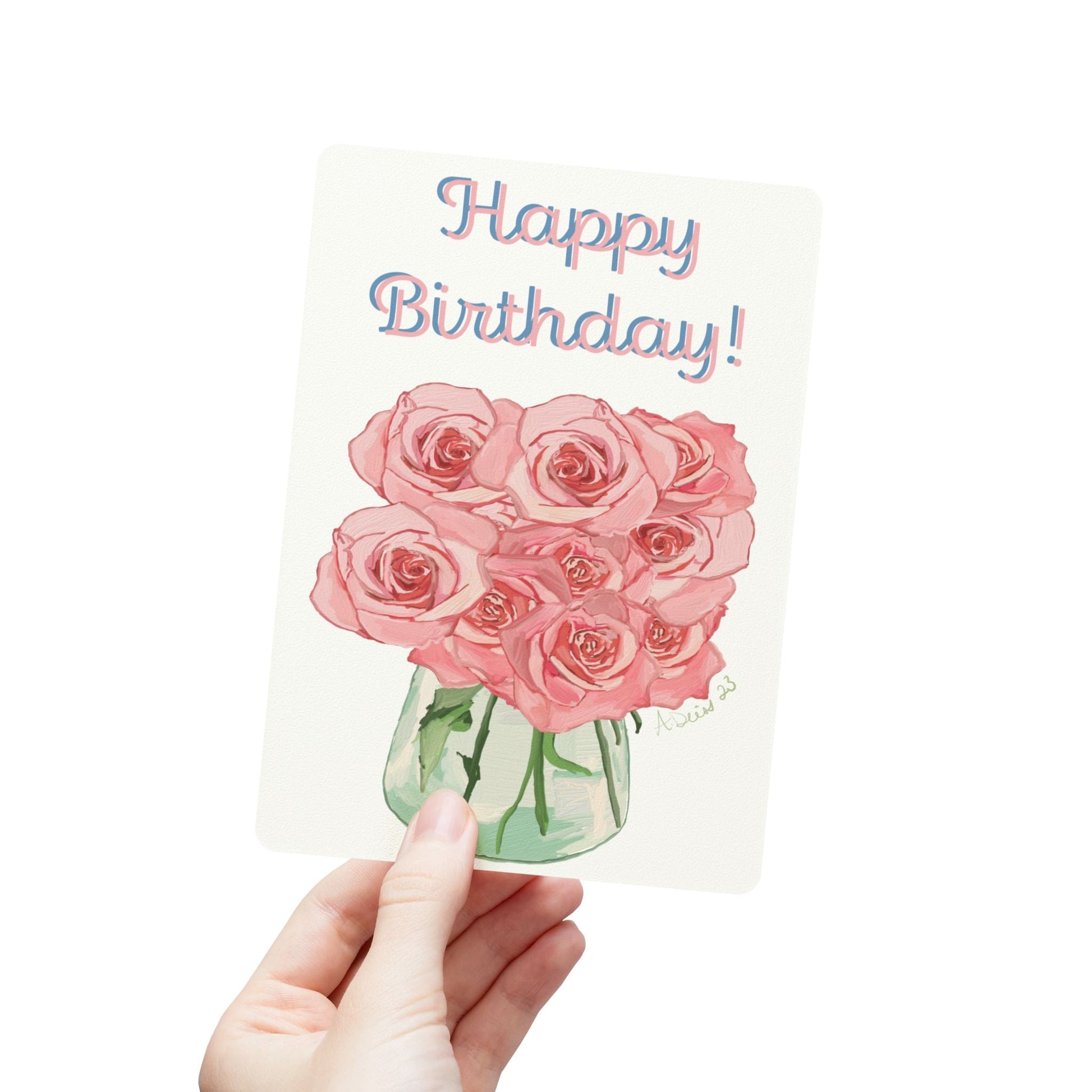 Birthday Roses Bouquet Postcards (1, 15, 30, and 45 pcs) - Blue Cava