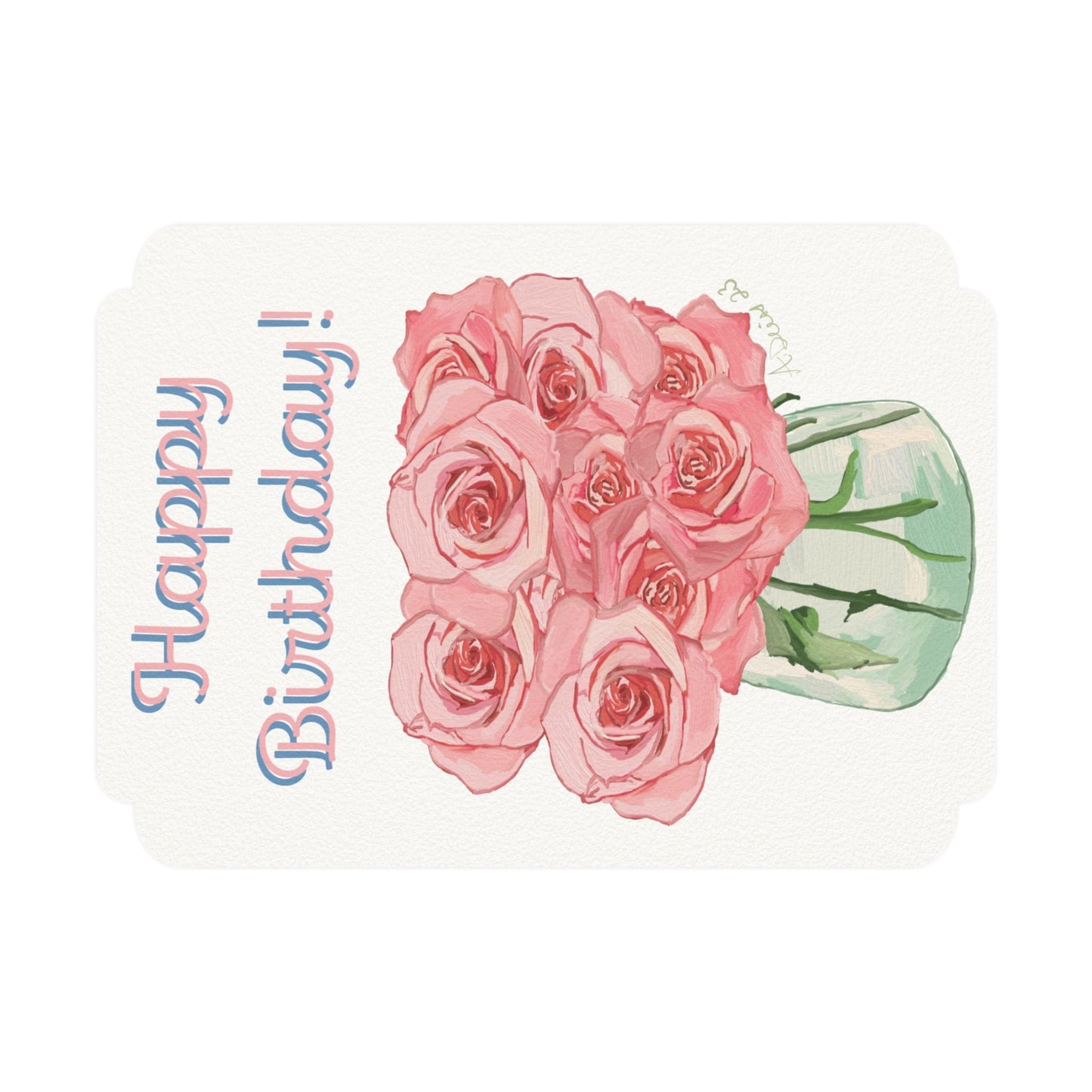 Birthday Roses Bouquet Postcards (1, 15, 30, and 45 pcs) - Blue Cava