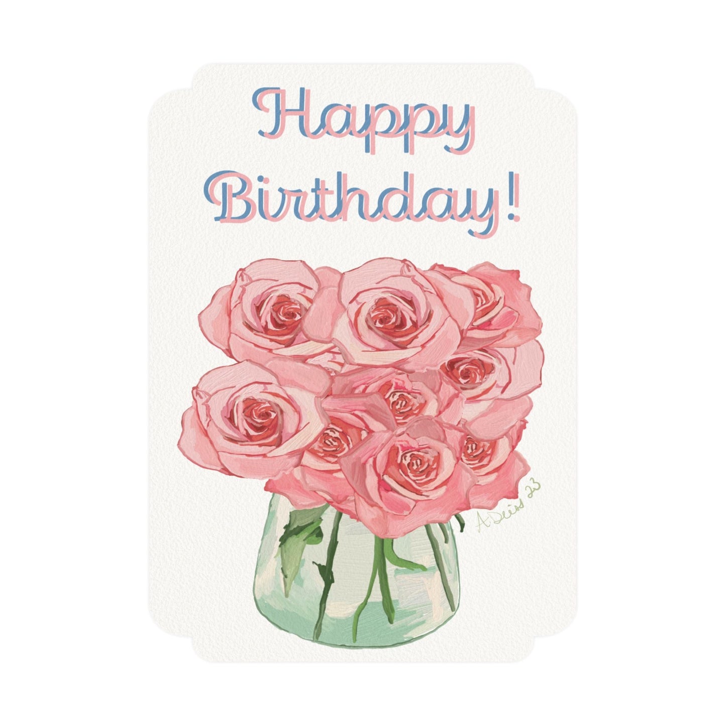 Birthday Roses Bouquet Postcards (1, 15, 30, and 45 pcs) - Blue Cava