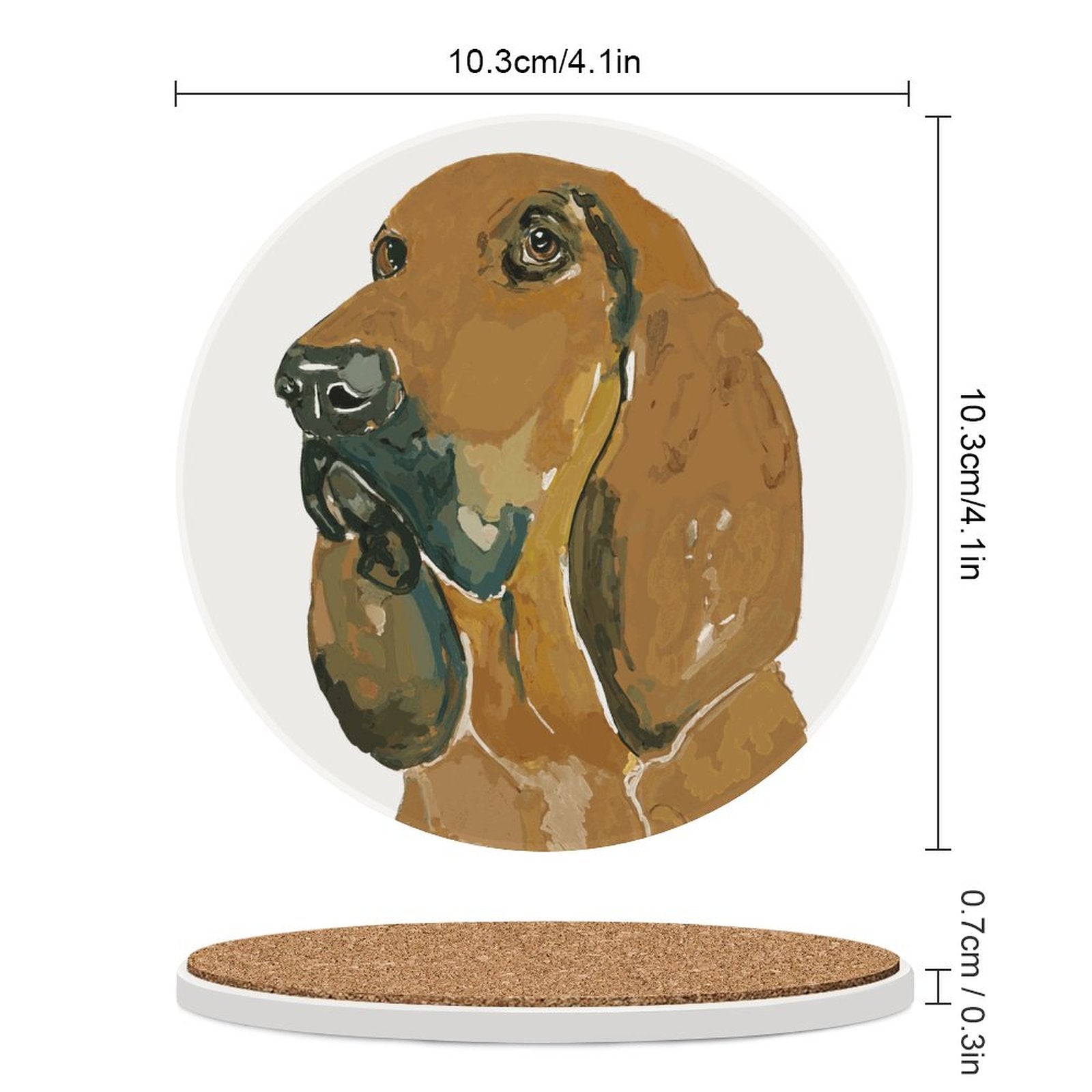 Bloodhound "Scout" Round Ceramic Coaster Sets - Blue Cava