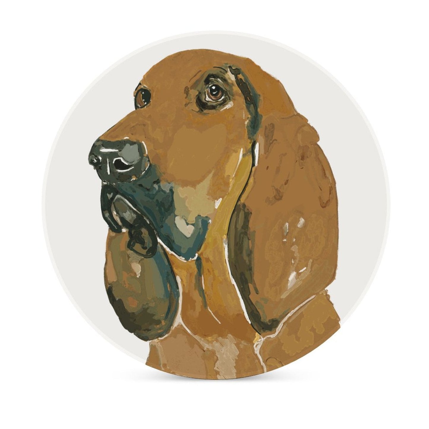 Bloodhound "Scout" Round Ceramic Coaster Sets - Blue Cava