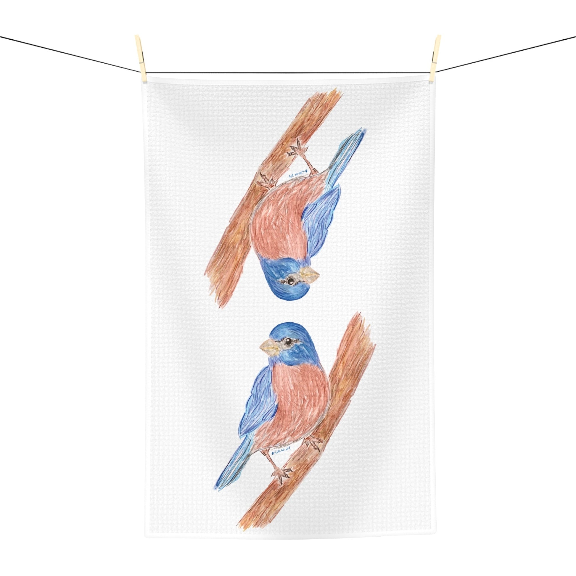 Blue Bird Microfiber Waffle Towel - Blue Cava