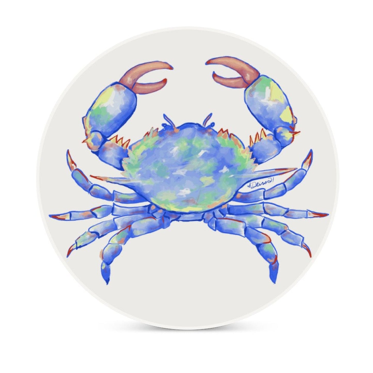 Blue Crab Round Ceramic Coaster Sets - Blue Cava