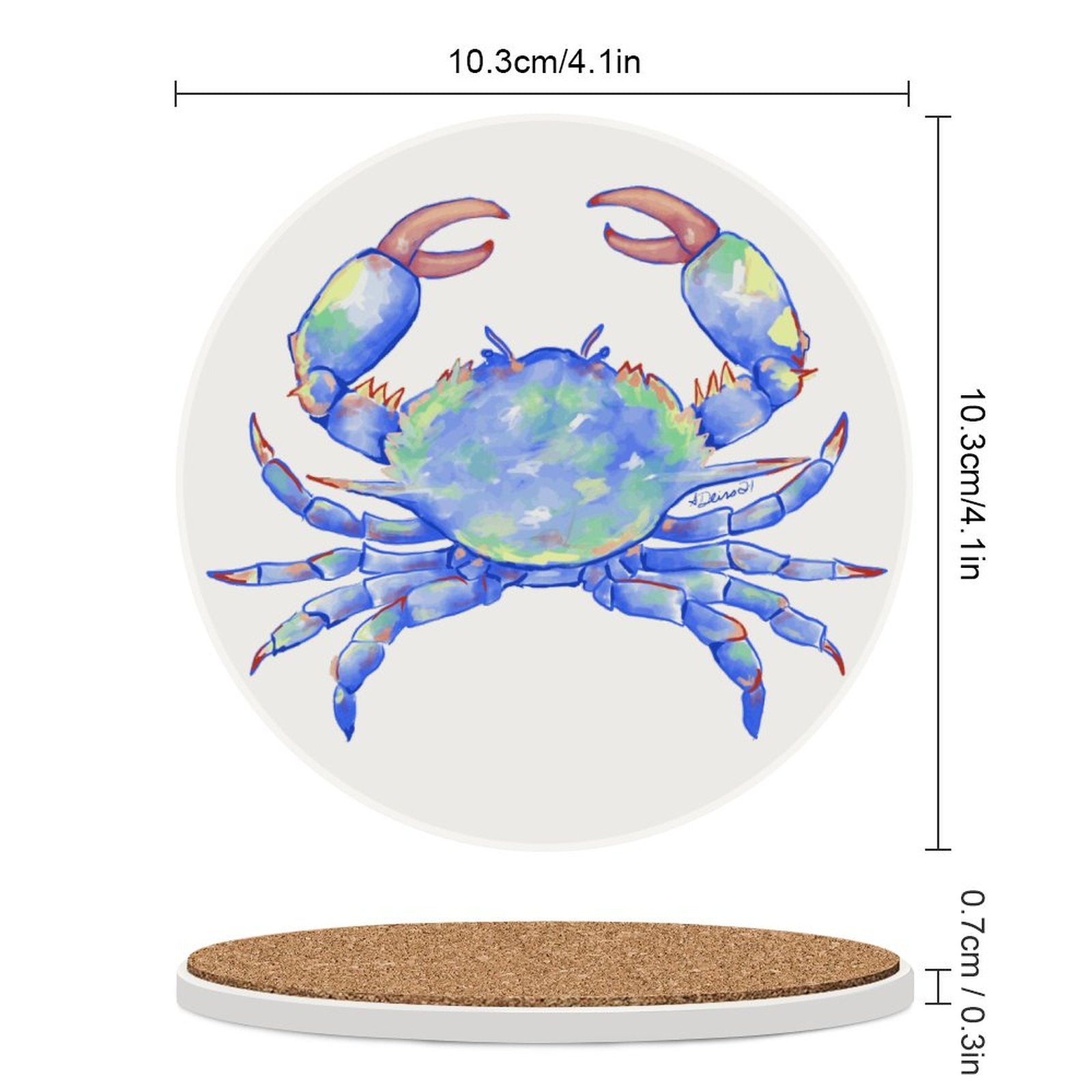 Blue Crab Round Ceramic Coaster Sets - Blue Cava